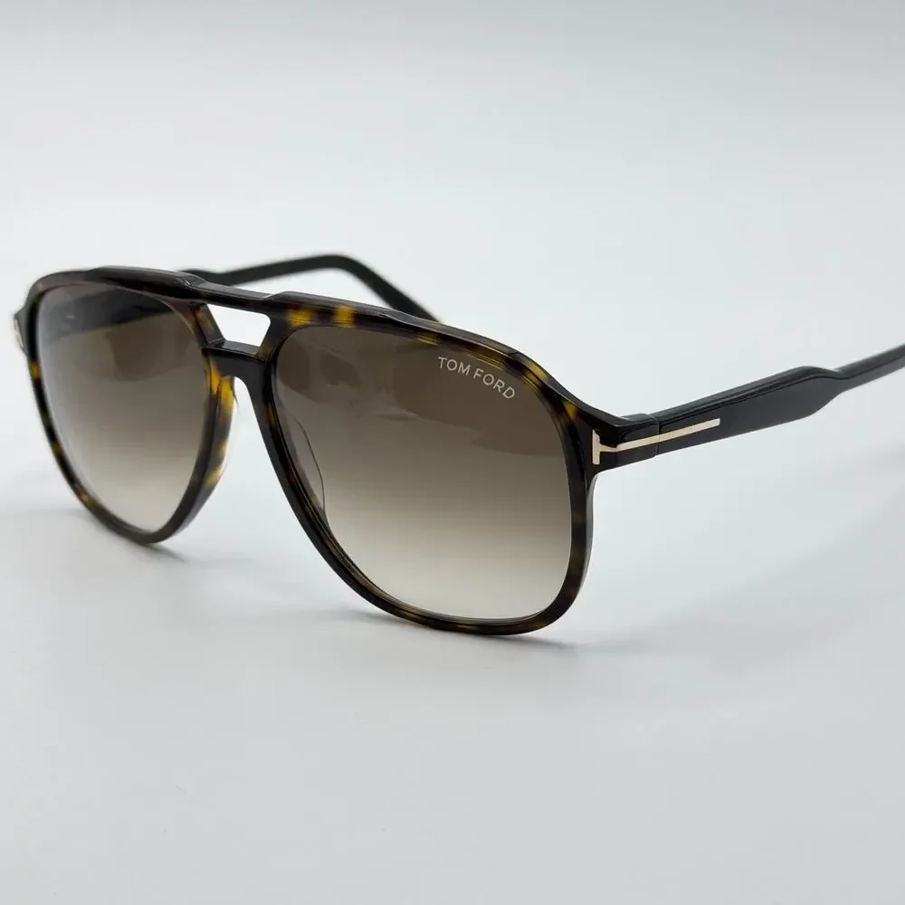 Tom Ford Sunglasses Raoul TF753 52K Havana Aviator Frame Gradient Lens 62-14-140